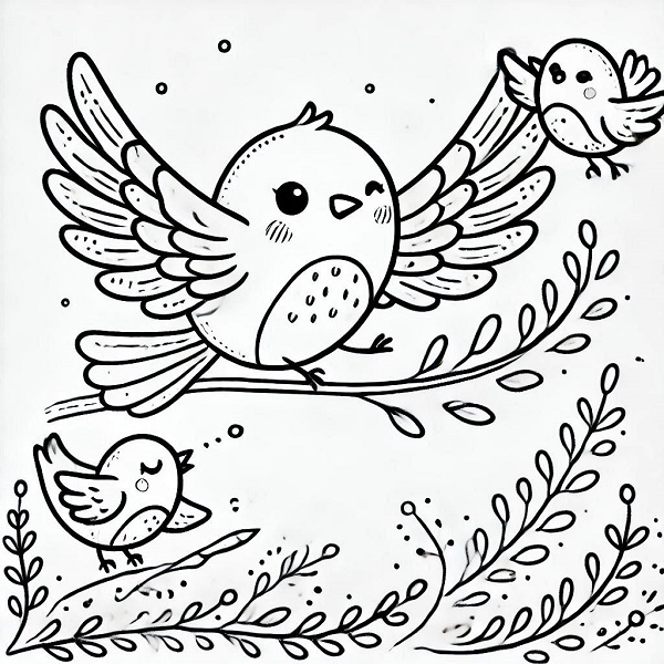 cute bird flying drawing 2