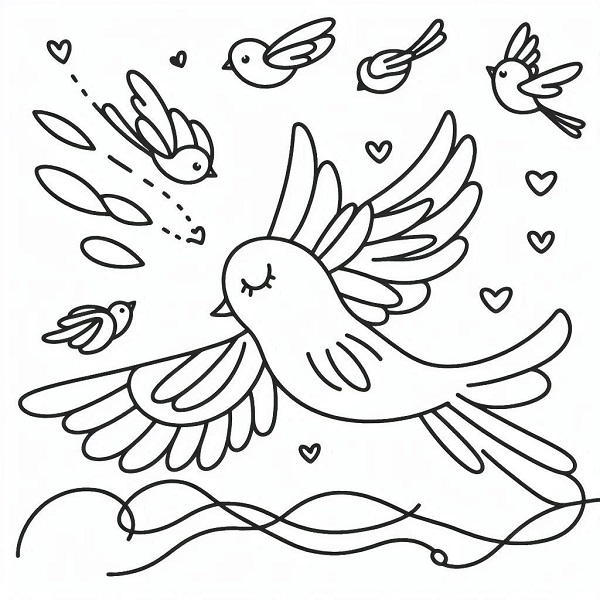 cute bird flying drawing 3