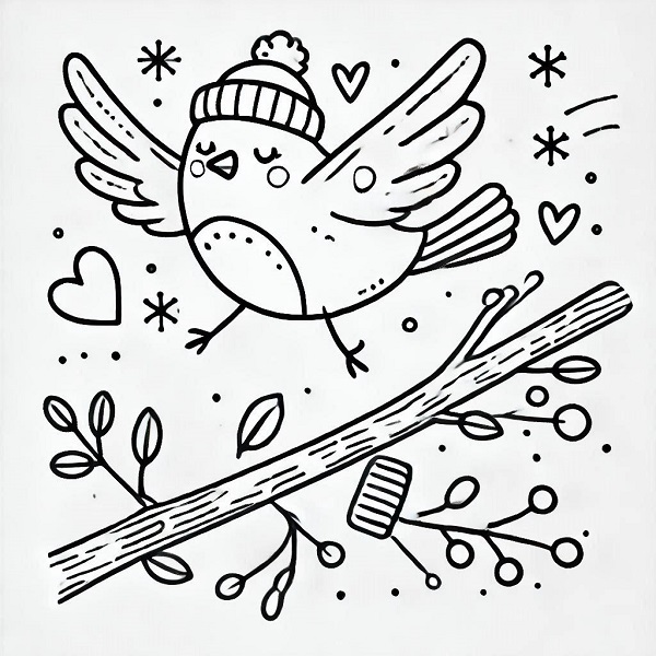 cute bird flying drawing 6