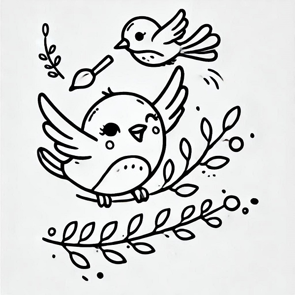 cute bird flying drawing 7