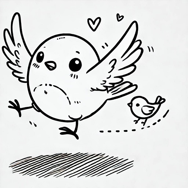 cute bird flying drawing 9