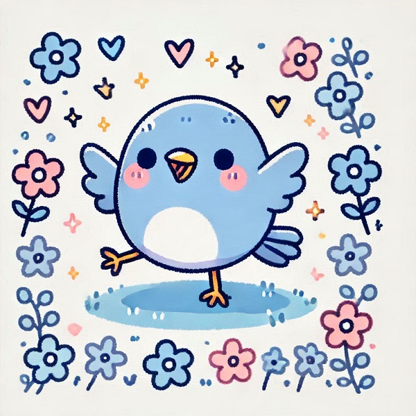 cute blue bird drawing 3