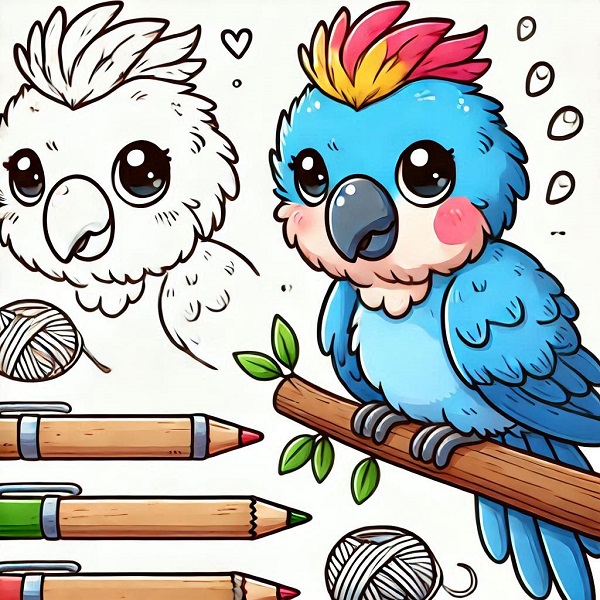 cute parrot bird drawing 3