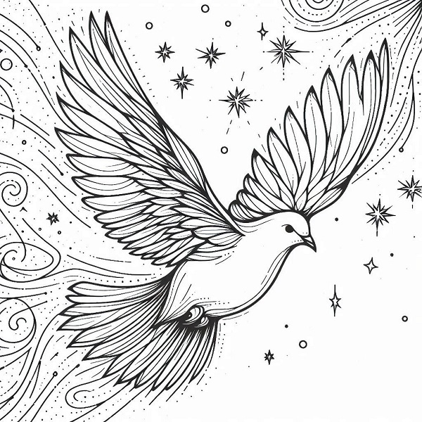 dove bird flying drawing 19