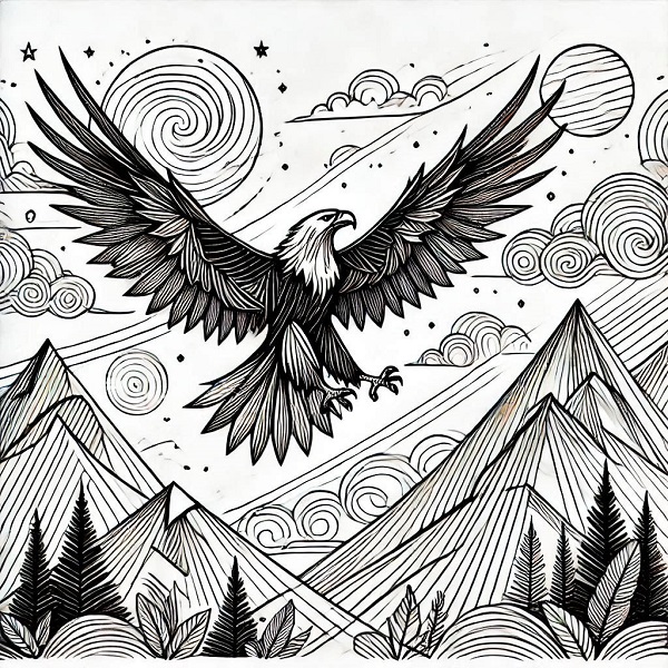 eagle bird flying drawing