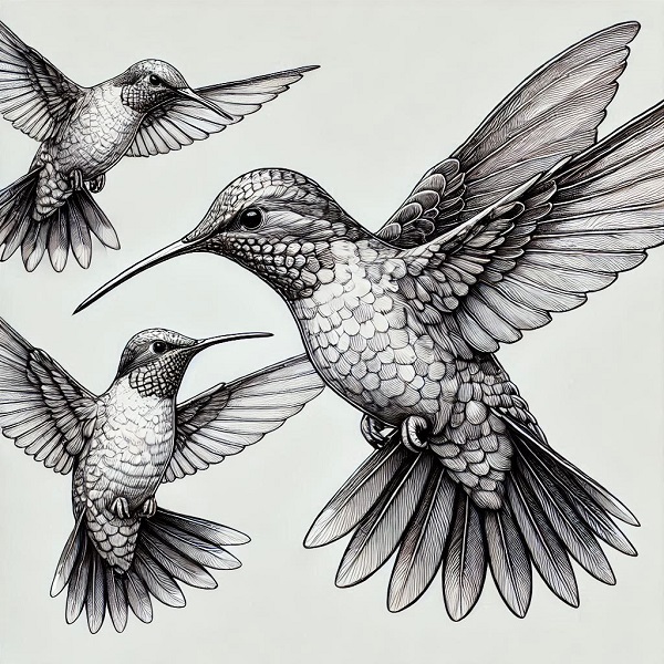 realistic hummingbird drawing