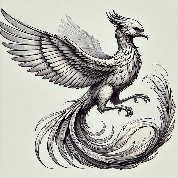 realistic phoenix bird drawing 13