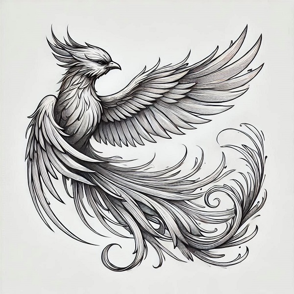 realistic phoenix bird drawing 20