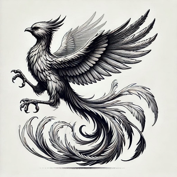 realistic phoenix bird drawing 6