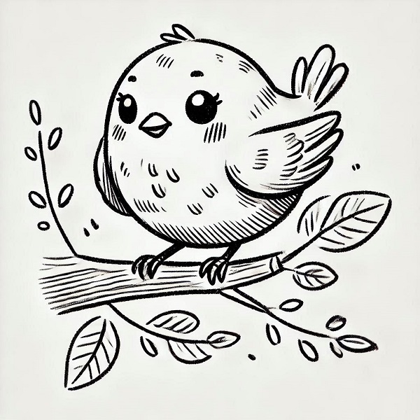 simple cute bird drawing 16