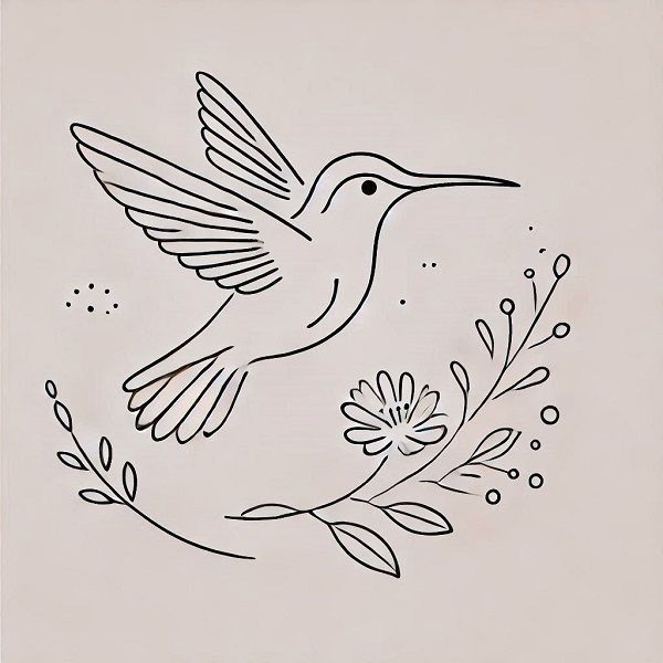 simple hummingbird drawing 10