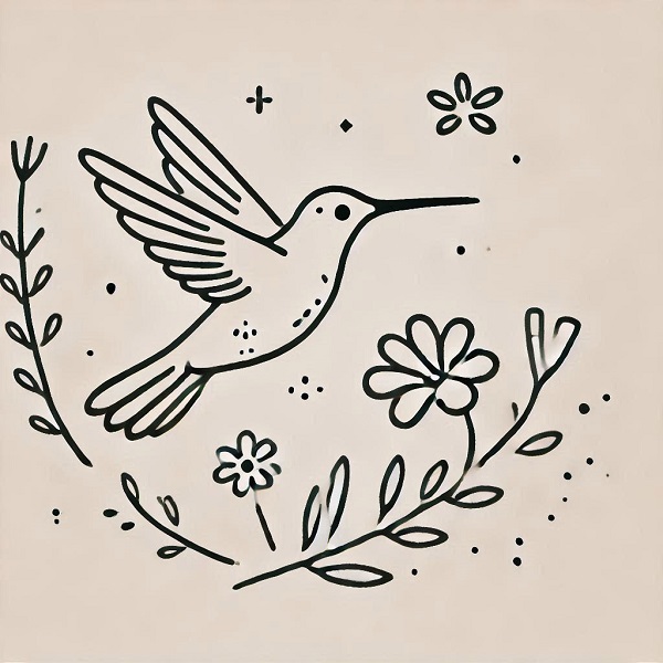 simple hummingbird drawing 16