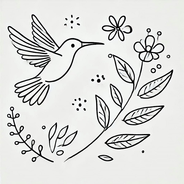 simple hummingbird drawing 2