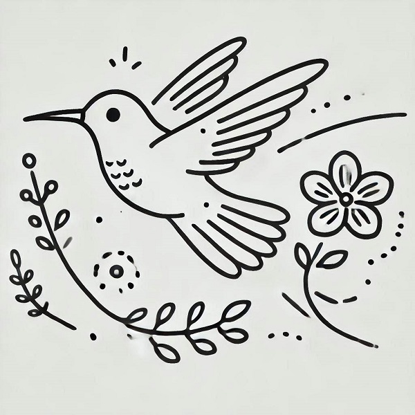 simple hummingbird drawing