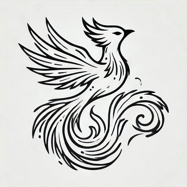 simple phoenix bird drawing 13