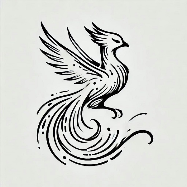 simple phoenix bird drawing 2