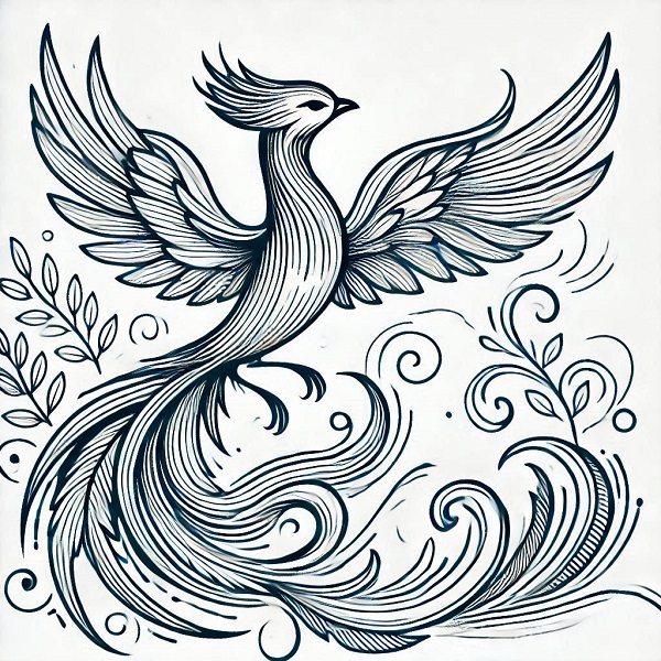 simple phoenix bird drawing 6