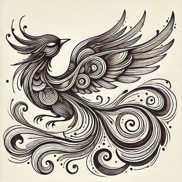 unique phoenix bird drawing 10