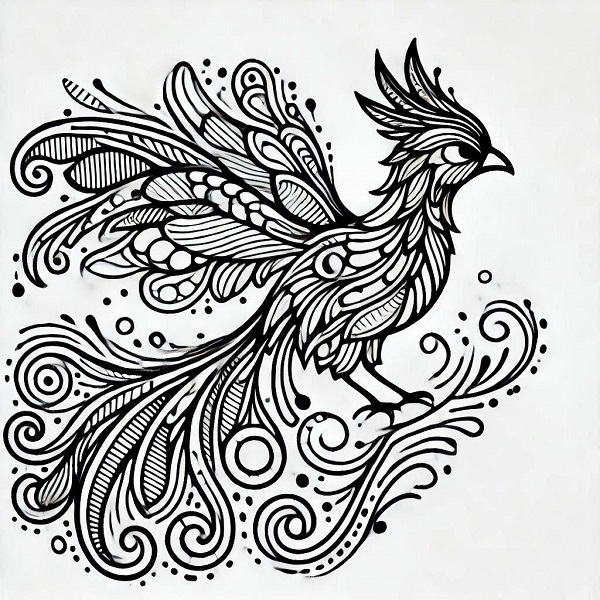 unique phoenix bird drawing 14