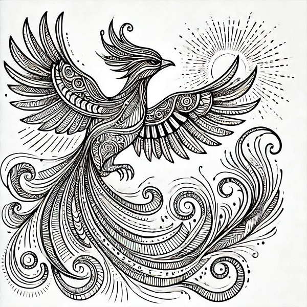 unique phoenix bird drawing 18