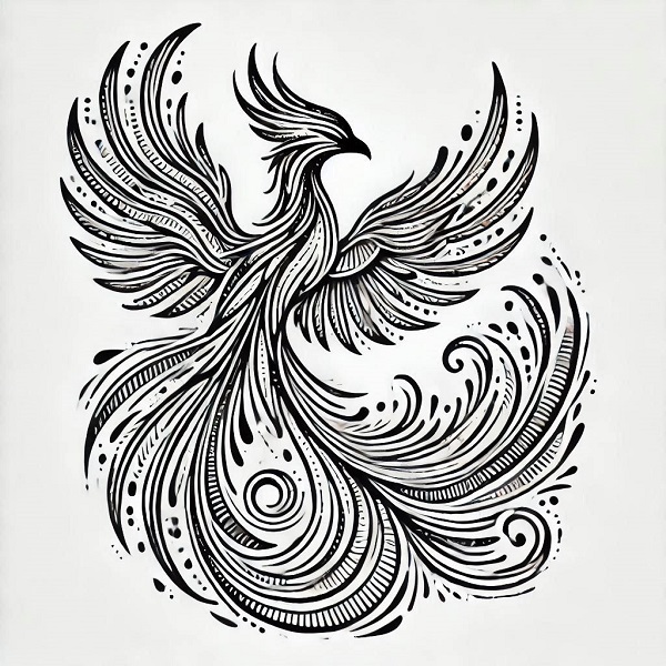 unique phoenix bird drawing 19