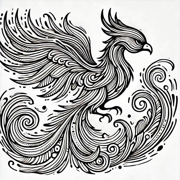 unique phoenix bird drawing 2