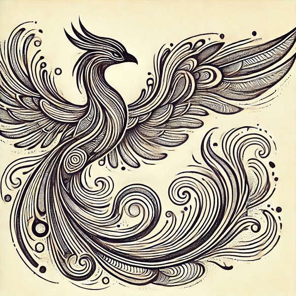 unique phoenix bird drawing 5