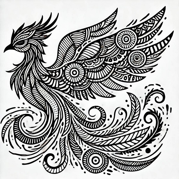 unique phoenix bird drawing 6