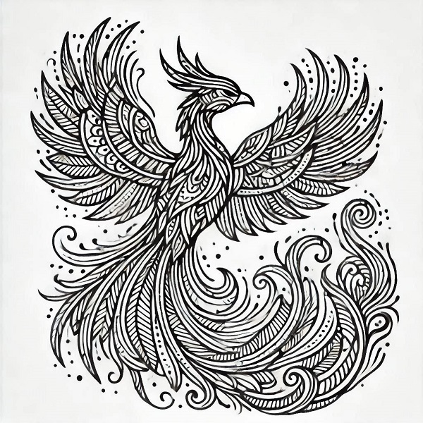 unique phoenix bird drawing 7