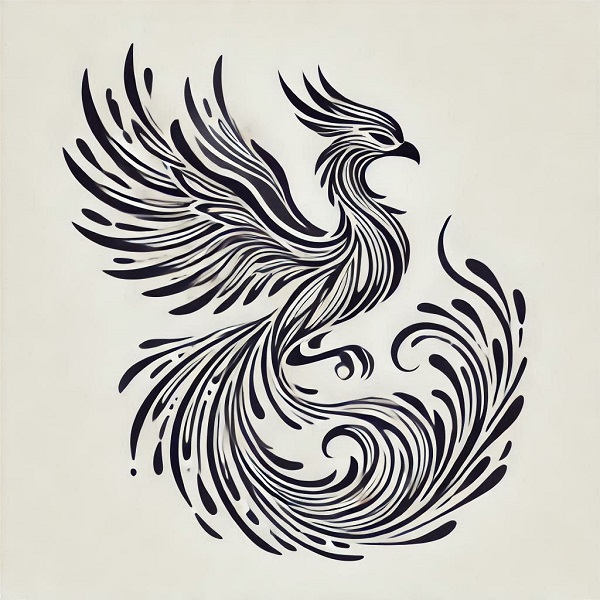 unique phoenix bird drawing